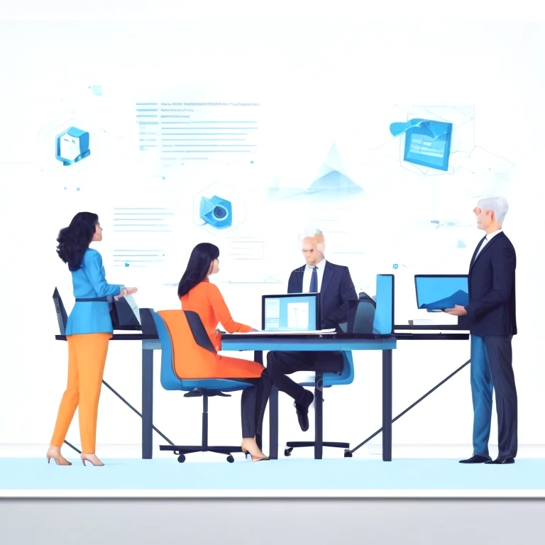 Business professional interacting with AI automation interface
